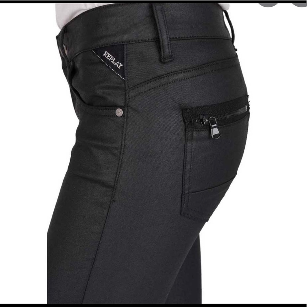 Womens Replay LUZ Slim Skinny Stretch Black Jeans